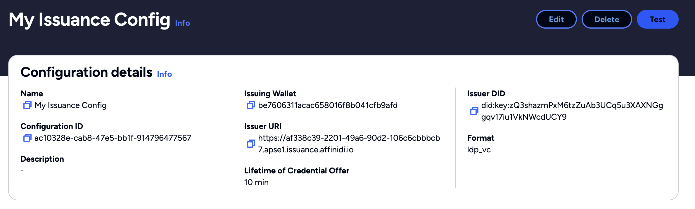 Credential Issuance Configuration Test