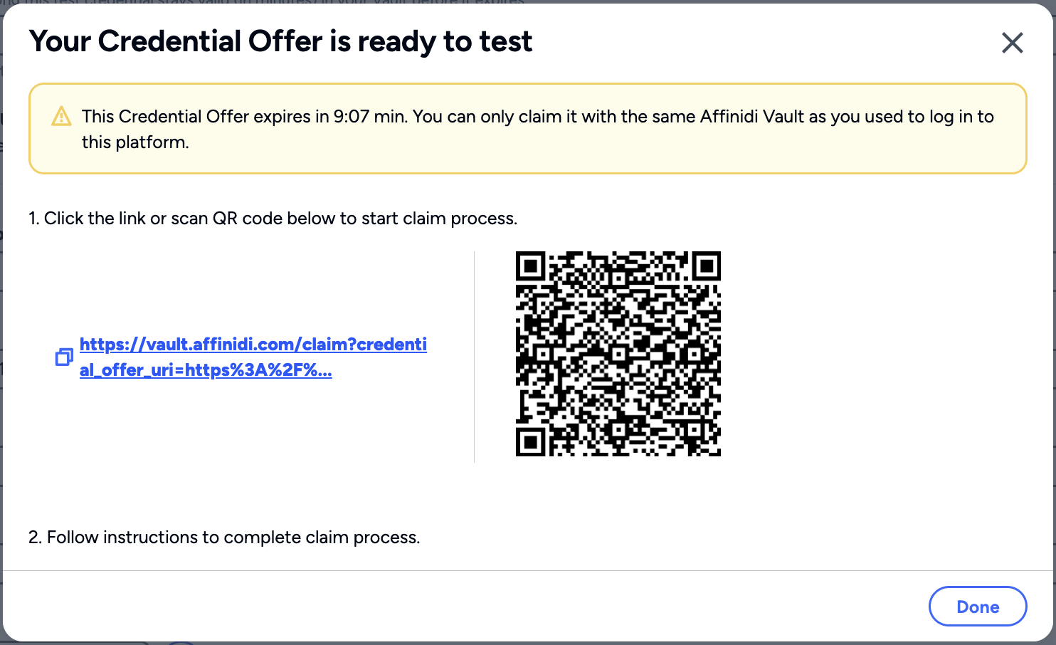 Credential Issuance Configuration Test Output