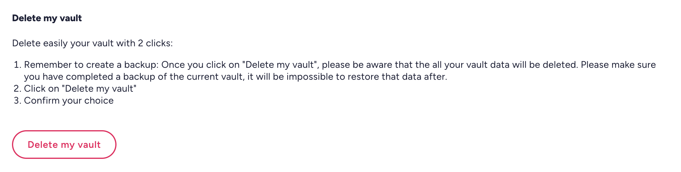 Delete Vault Data