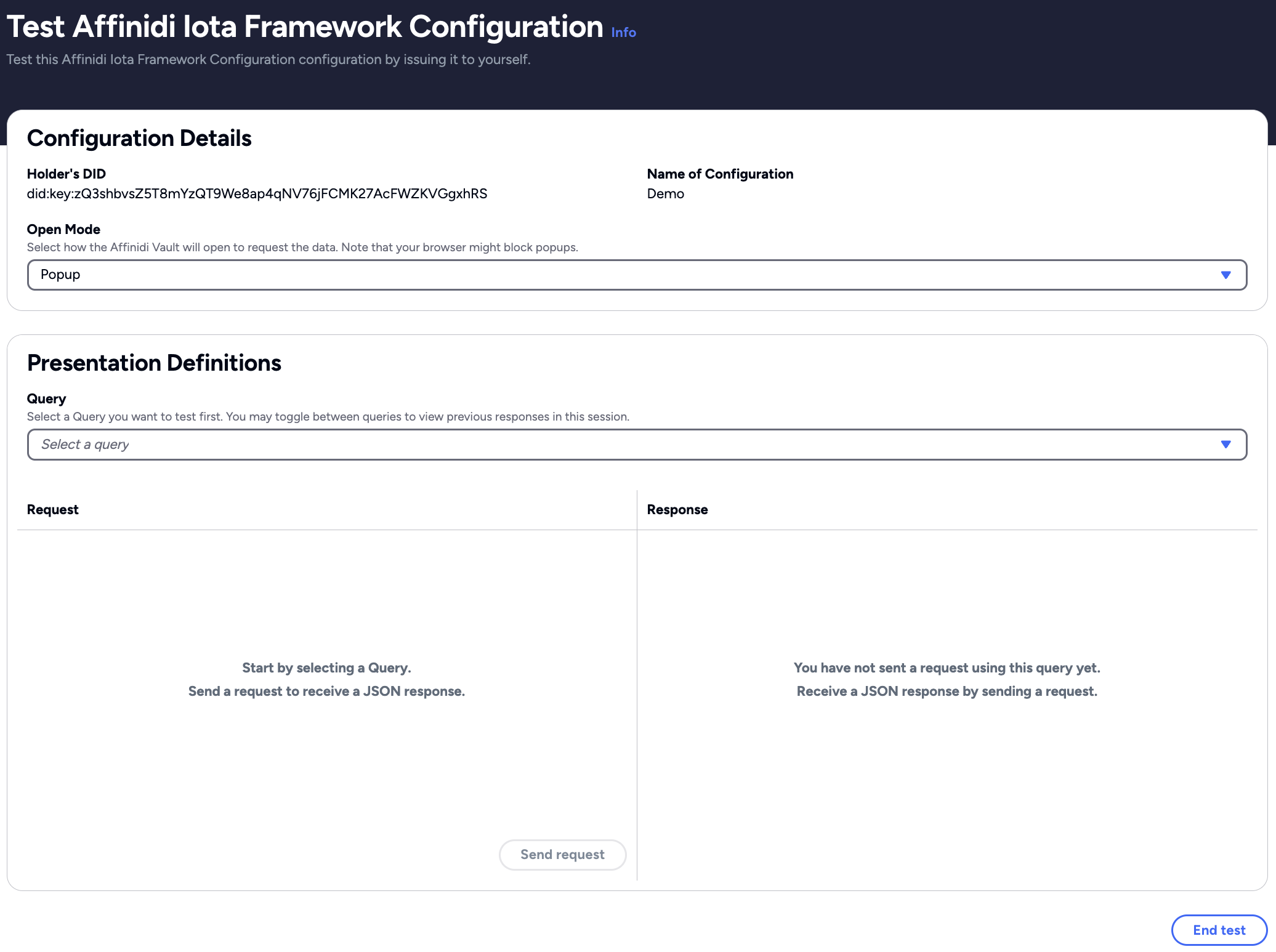 Affinidi Iota Framework Test Configuration