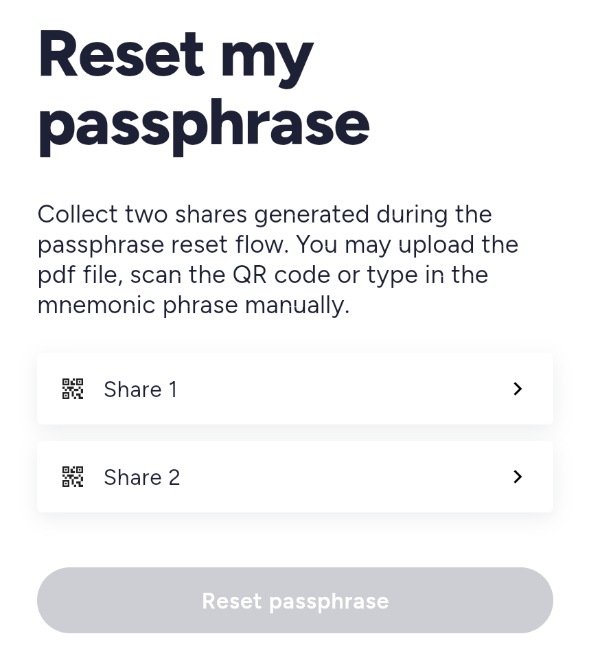 Vault Passphrase Reset