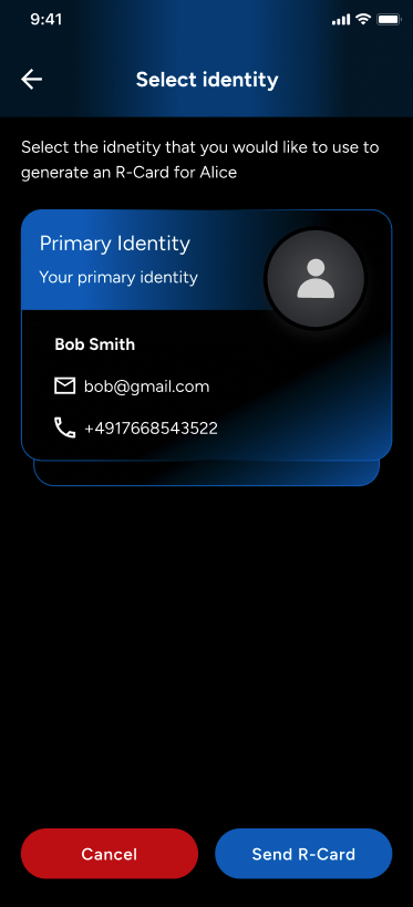 Select R-Card to share