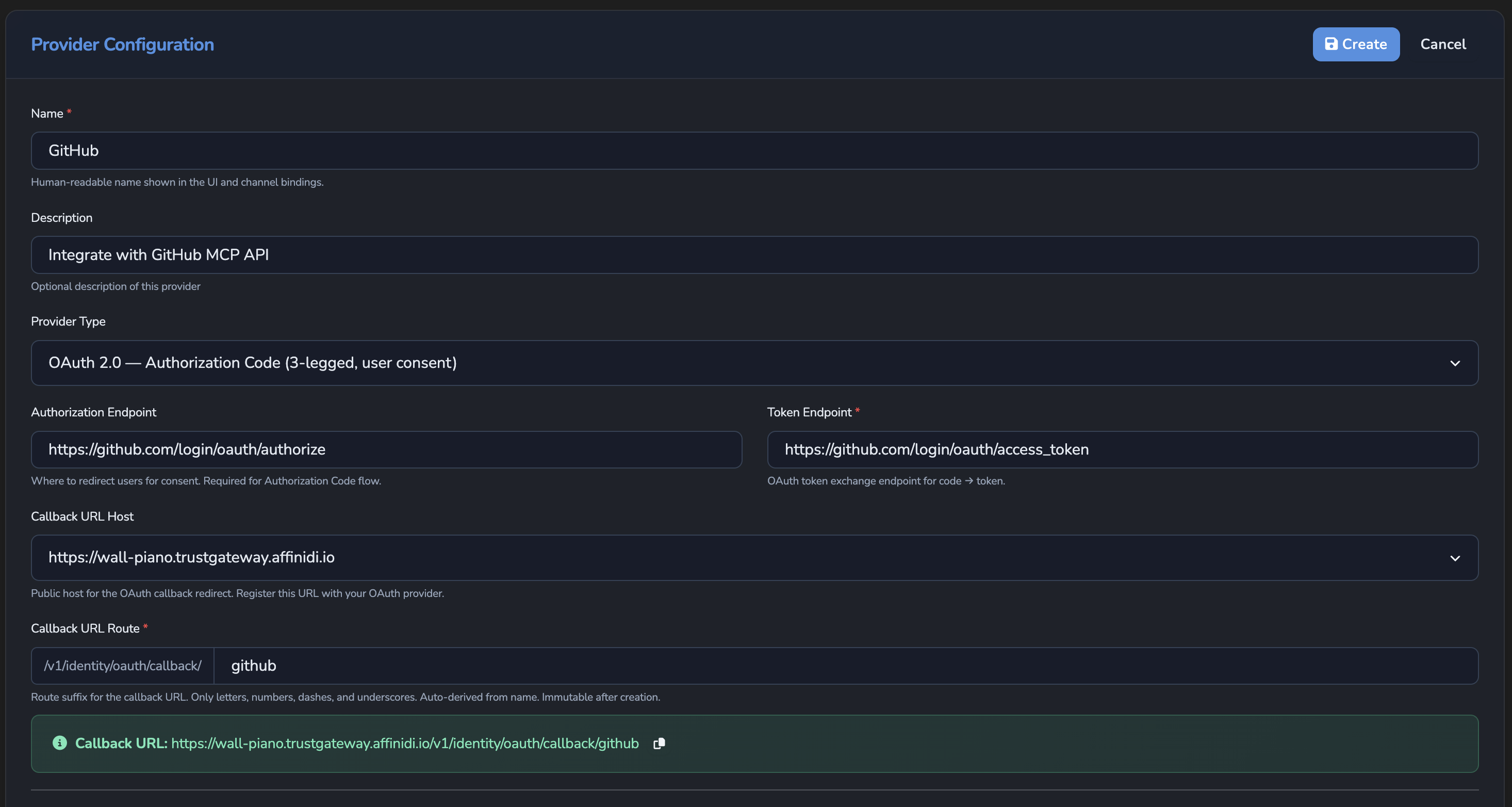 Credential Provider creation for Caller Context