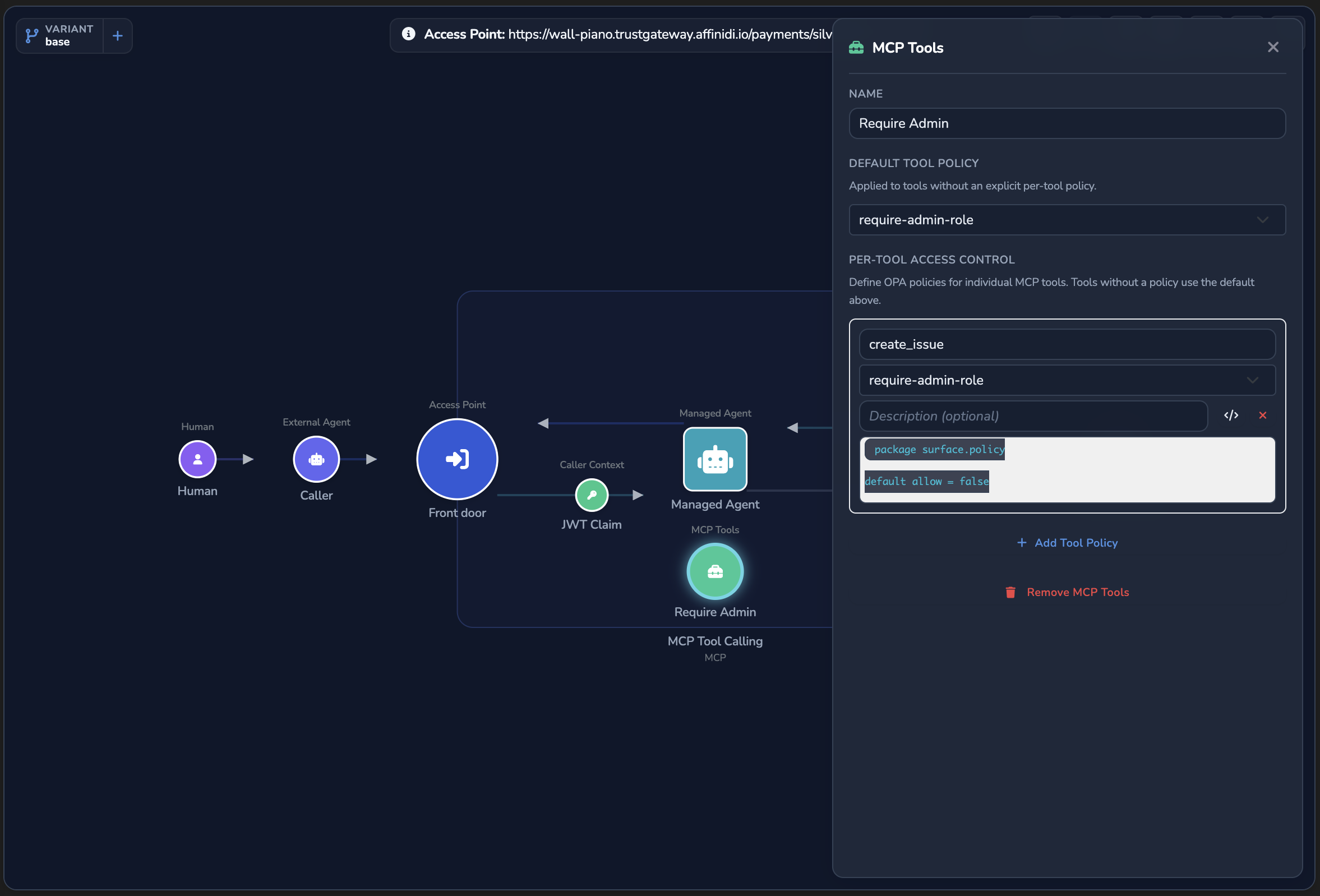 Surface target caller context MCP