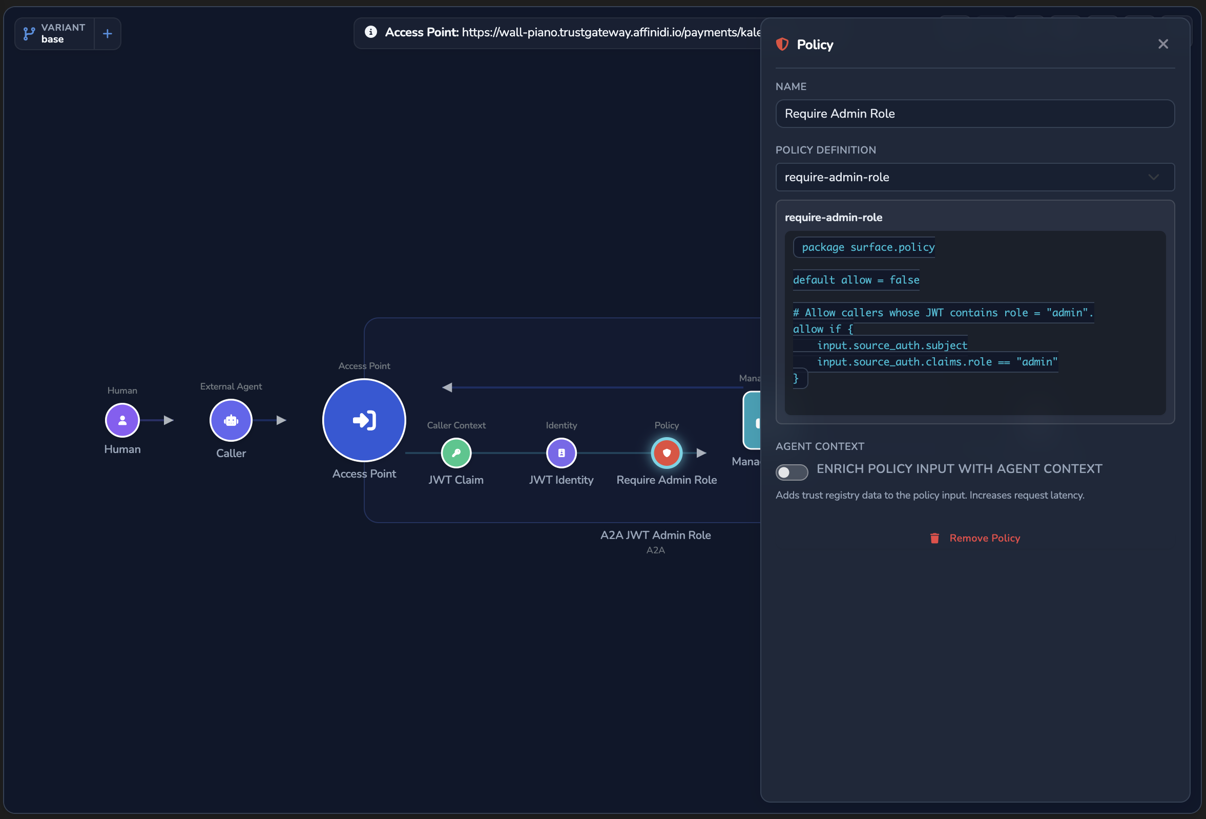 Surface target caller context MCP
