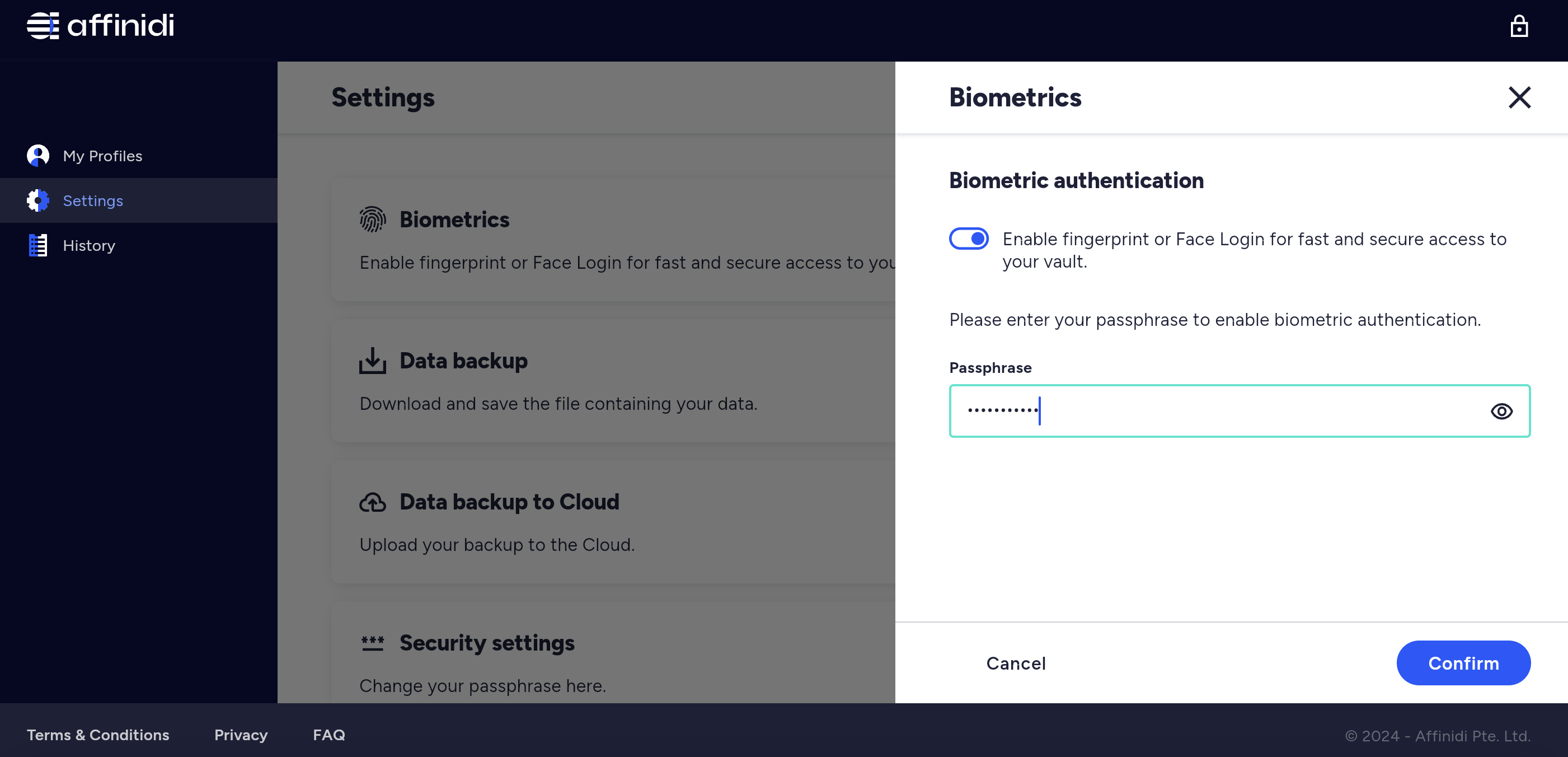 biometrics passphrase