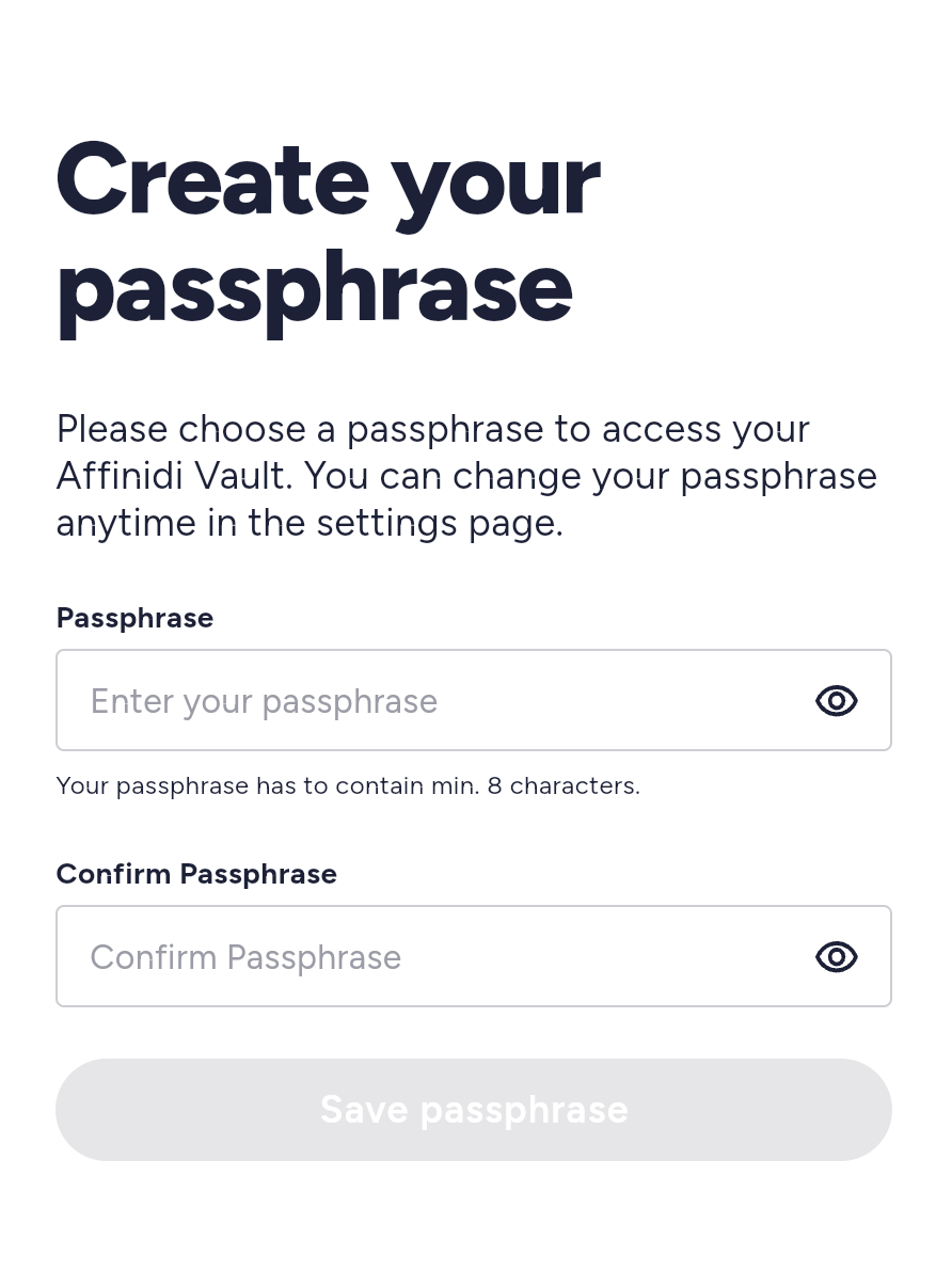 Create New passphrase