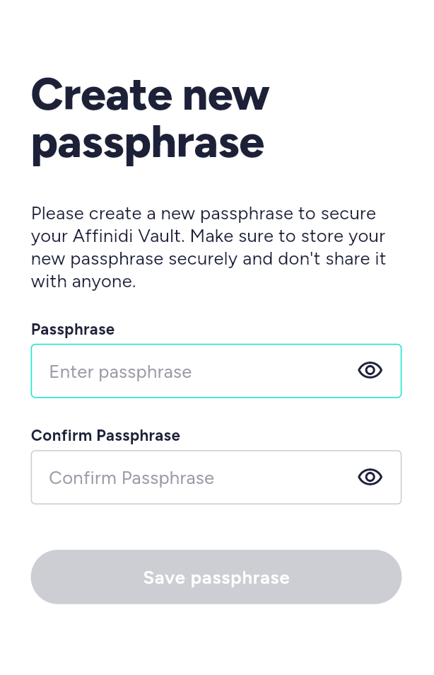 Create New passphrase