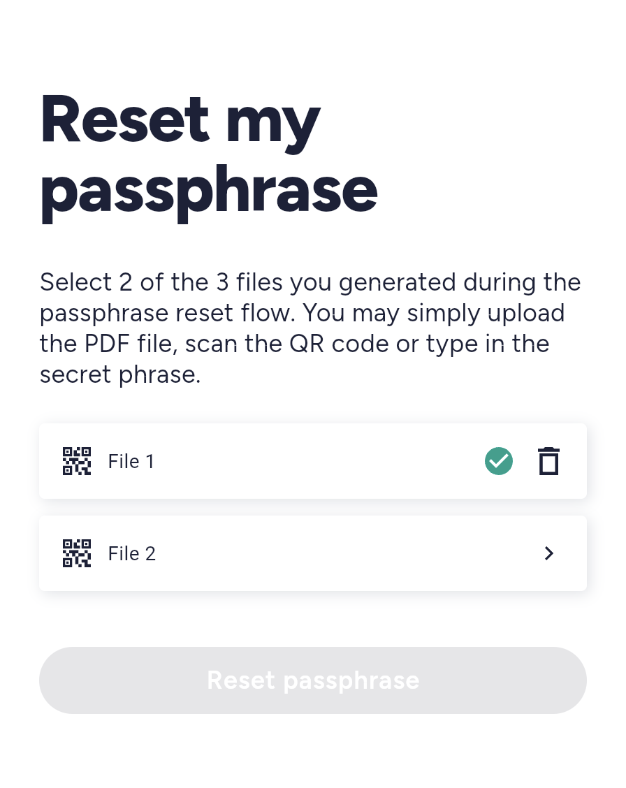 Reset my passphrase