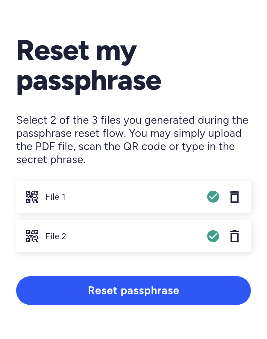 Reset my passphrase 2