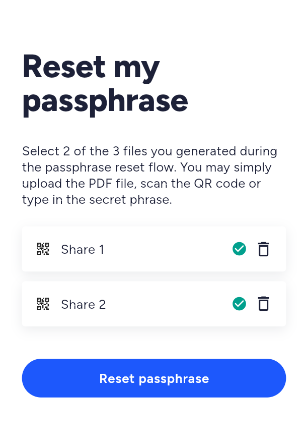 Reset my passphrase 2